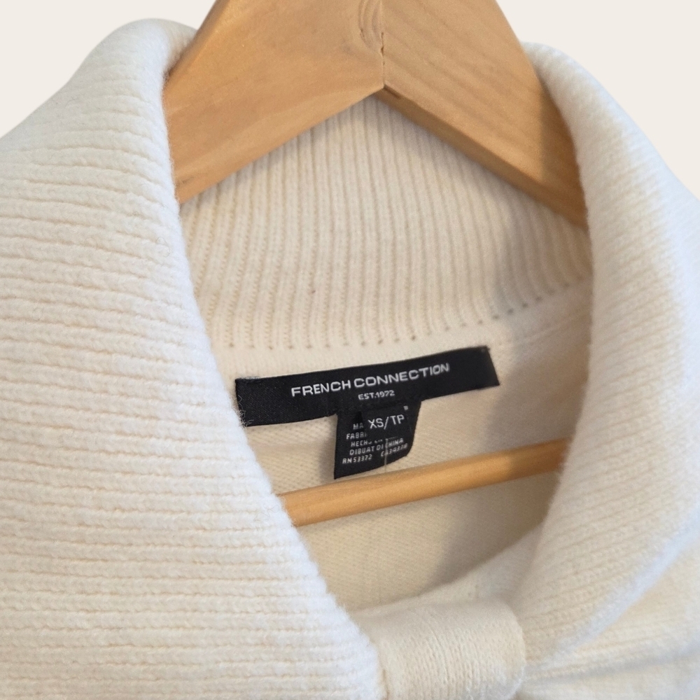 French Connection Ivory Bow Collar Sweater XS NWT Knit Pullover - Picture 2 of 5